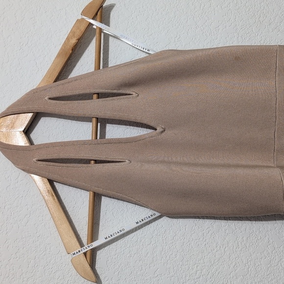 Marciano Los Angeles Tan Beige Halter Bandage Bodycon Dress Size Small - Picture 3 of 9